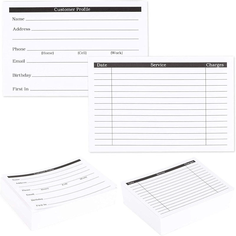 Okuna Outpost Client Profile Cards - Salon Office Supplies for Stylists - Durable 250gsm Contact Index Cards - Ample Space for Customer Information Sheets - 6 x 4 in, White, Pack of 100 - Image 1